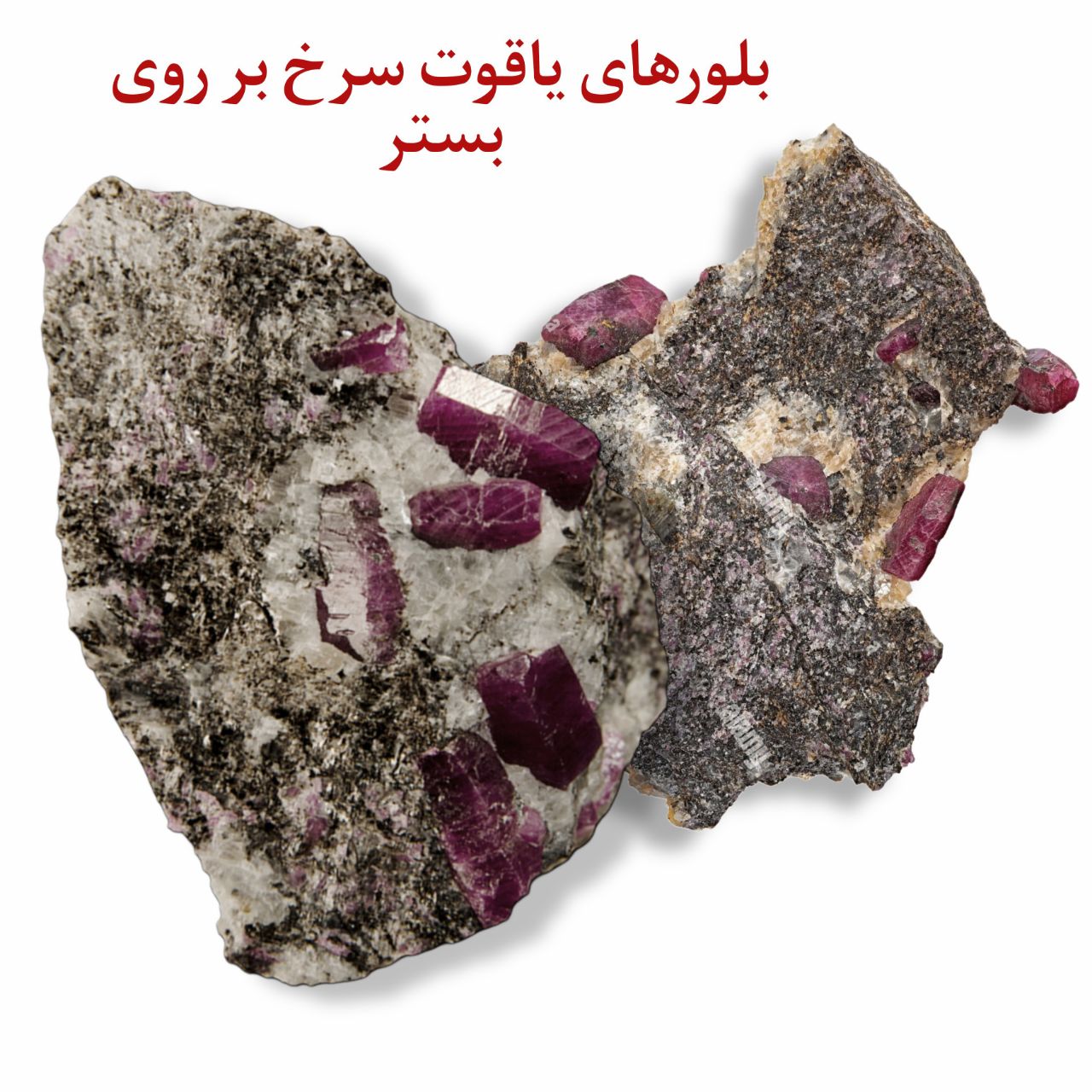 بلور های یاقوت سرخ افغان بر روی بستر