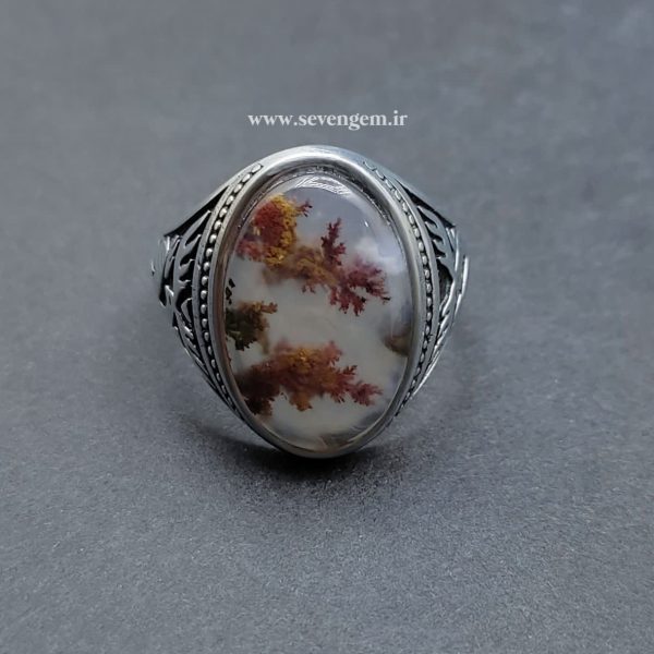 انگشتر مردانه عقیق شجر سه قلعه (کدB504)
