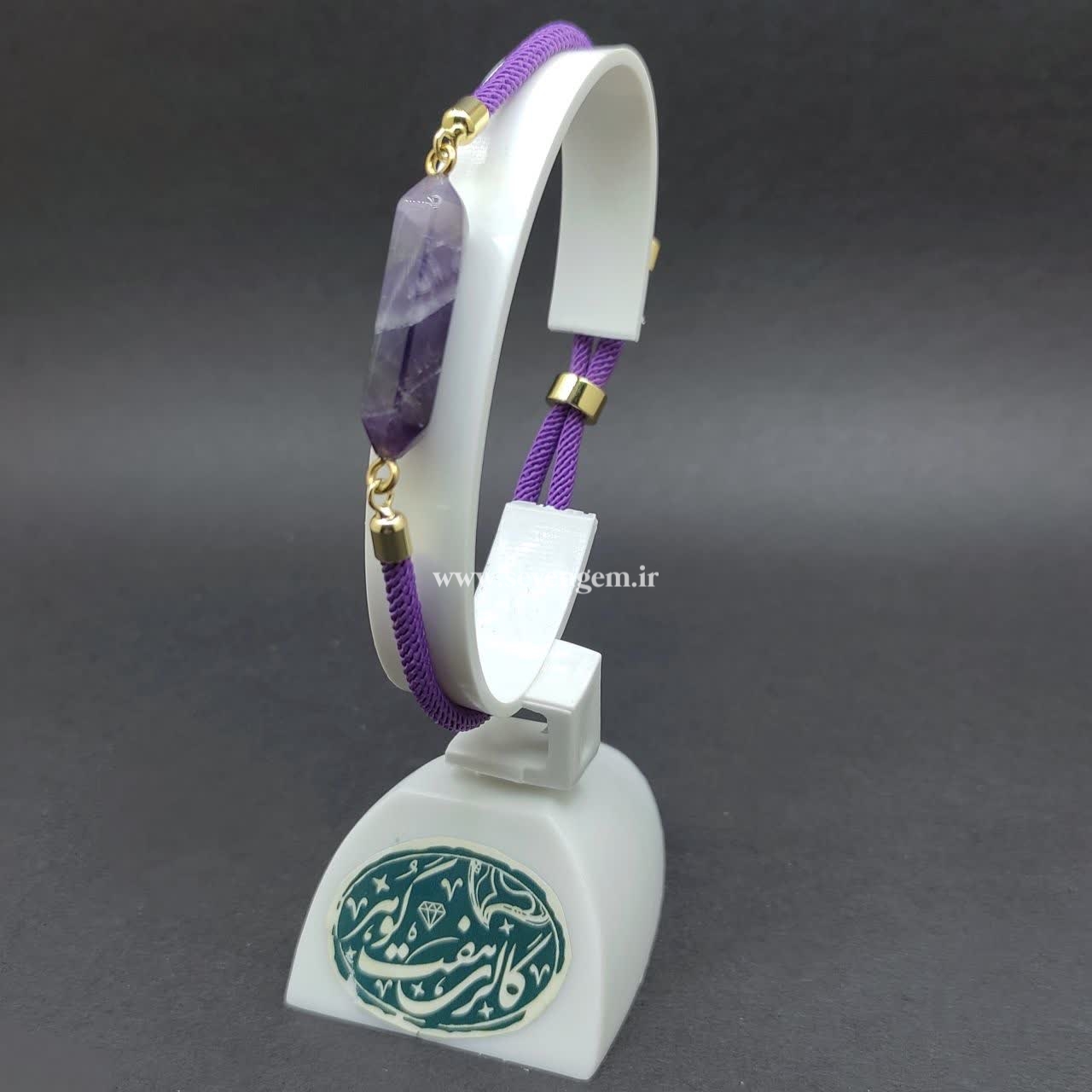 دستبند زنانه سنگ آمیتیست تراش منشوری (کدB587)