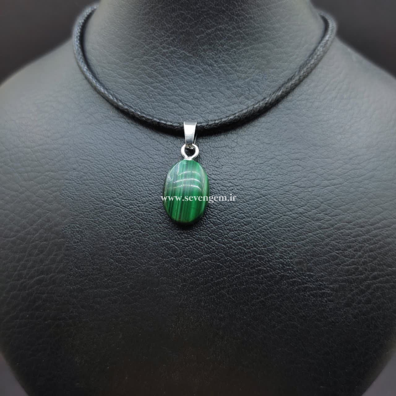 گردنبند سنگ مالاگیت کنگو تراش بیضی (کدB614)
